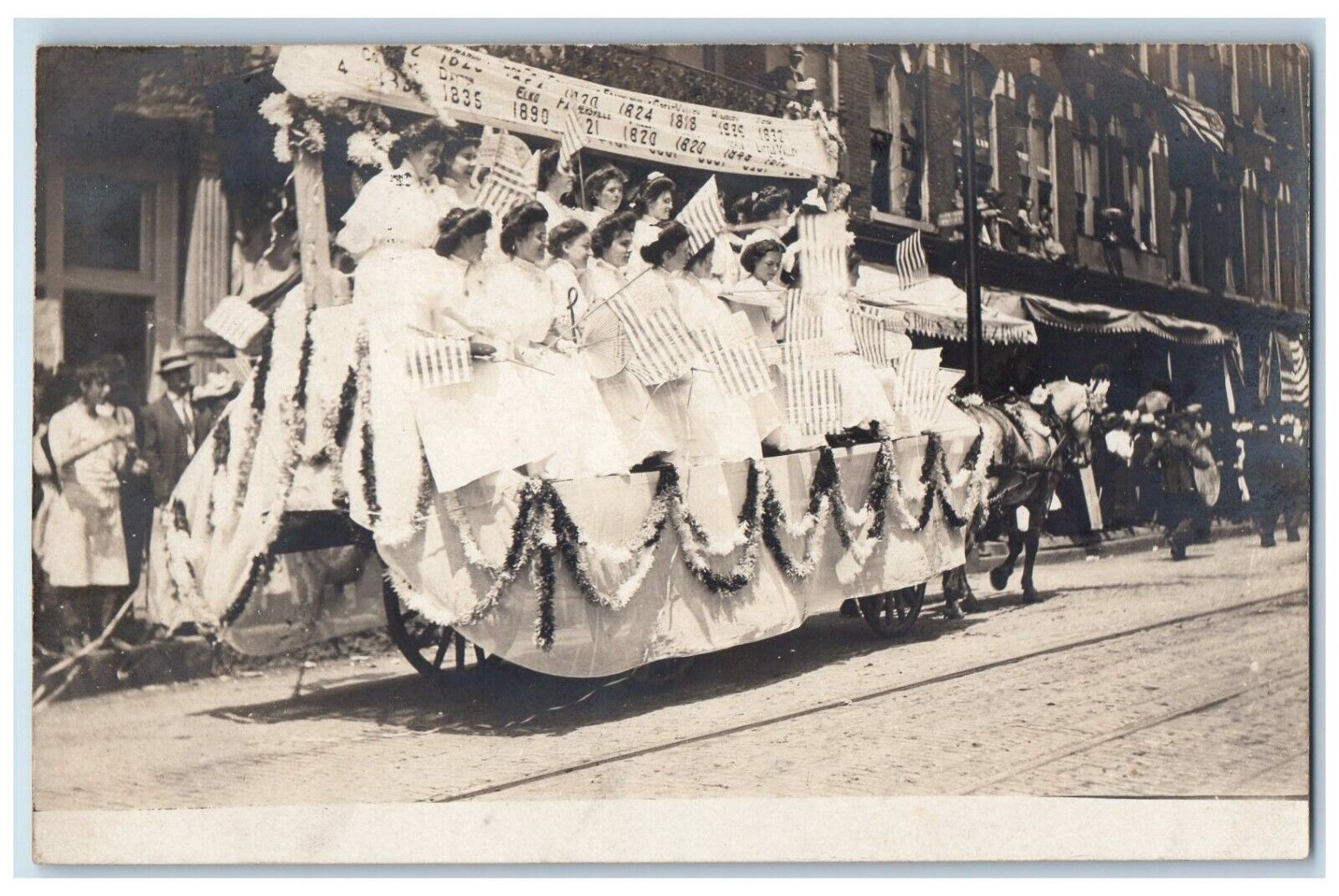 c1910\'s Women\'s Centennial Parade Wagon Float Cattaraugus RPPC Photo Postcard