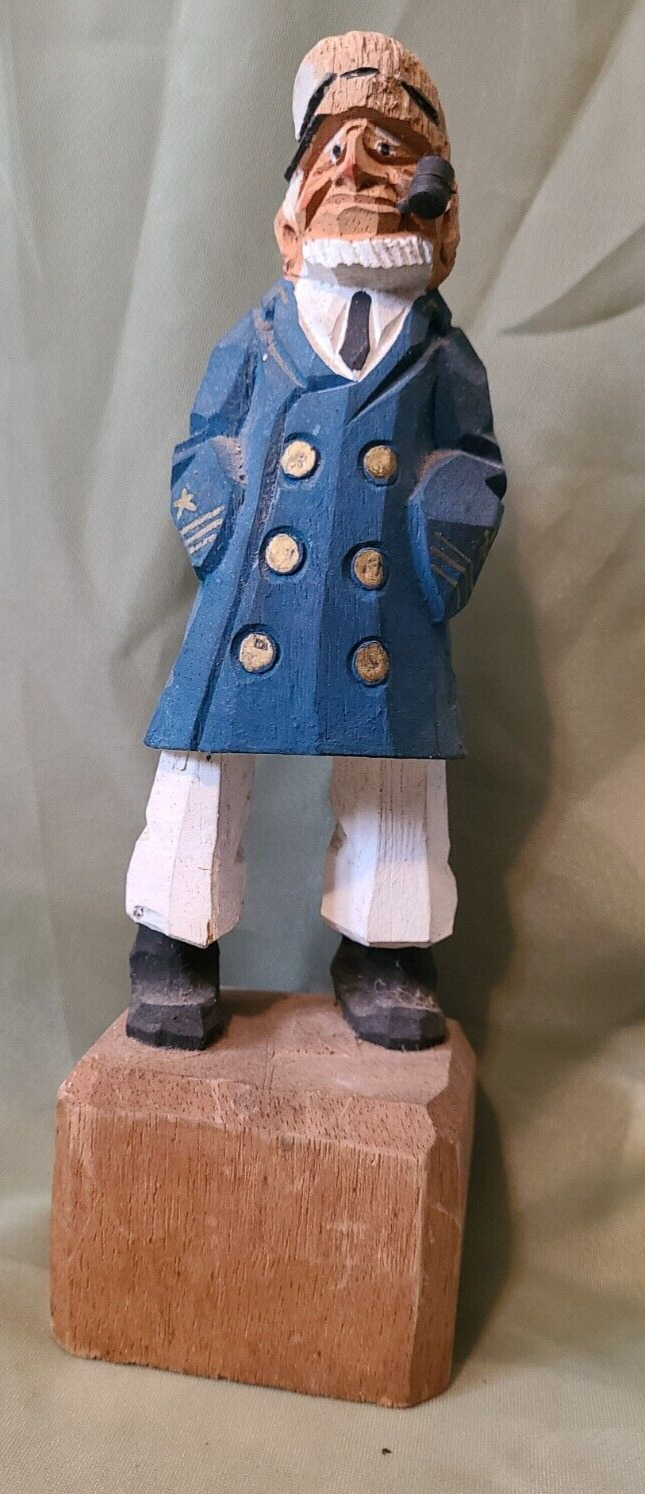 Hand Carved Vintage Wood Sea Captain 8 Inches Tall