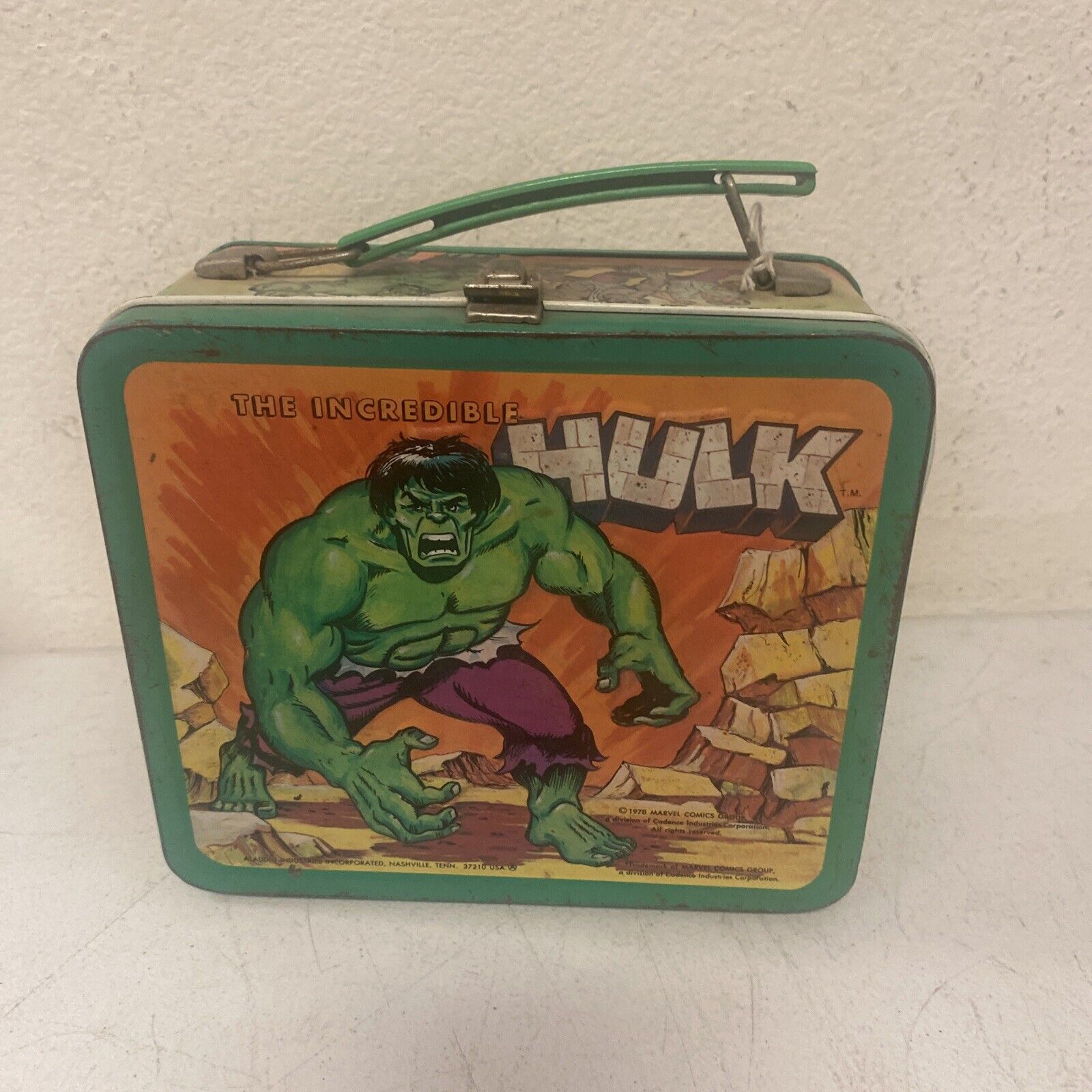 Vintage Incredible Hulk Metal Lunchbox 1978 Marvel Comics No Thermos
