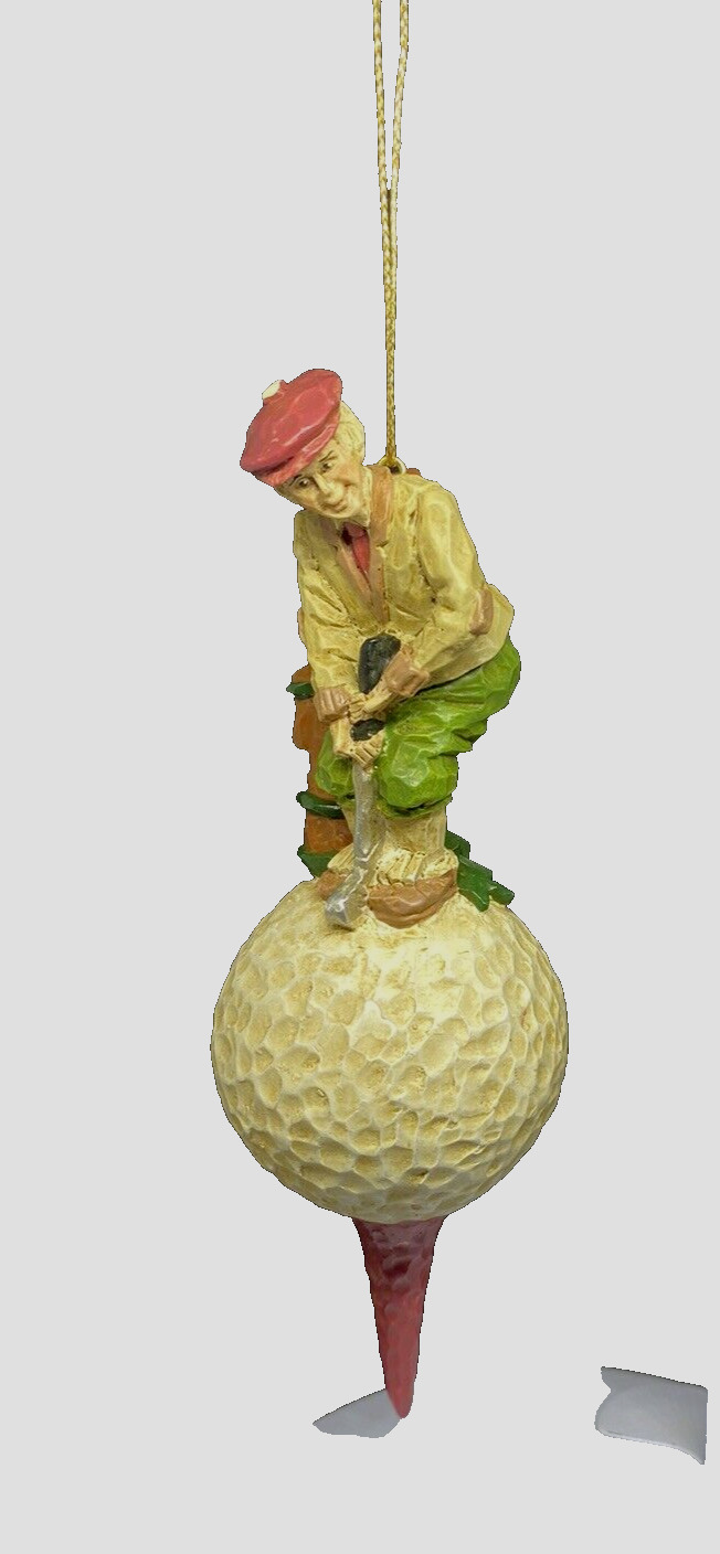 Old World Golfer on top of a golf ball  wearing a chapeaux Christmas Ornament 6\