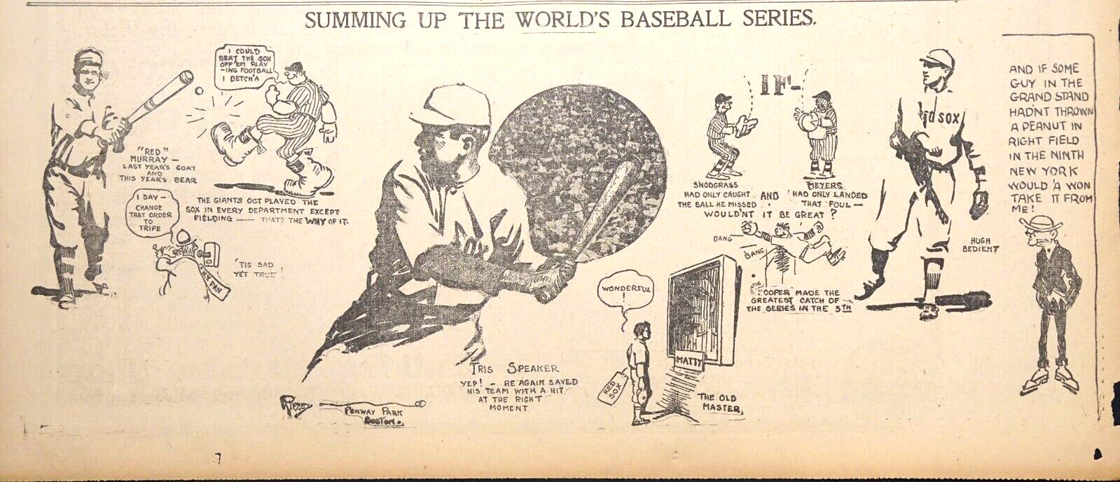 1912 Sports Page - Robert Ripley Illustration - Giants - Red Sox World Series