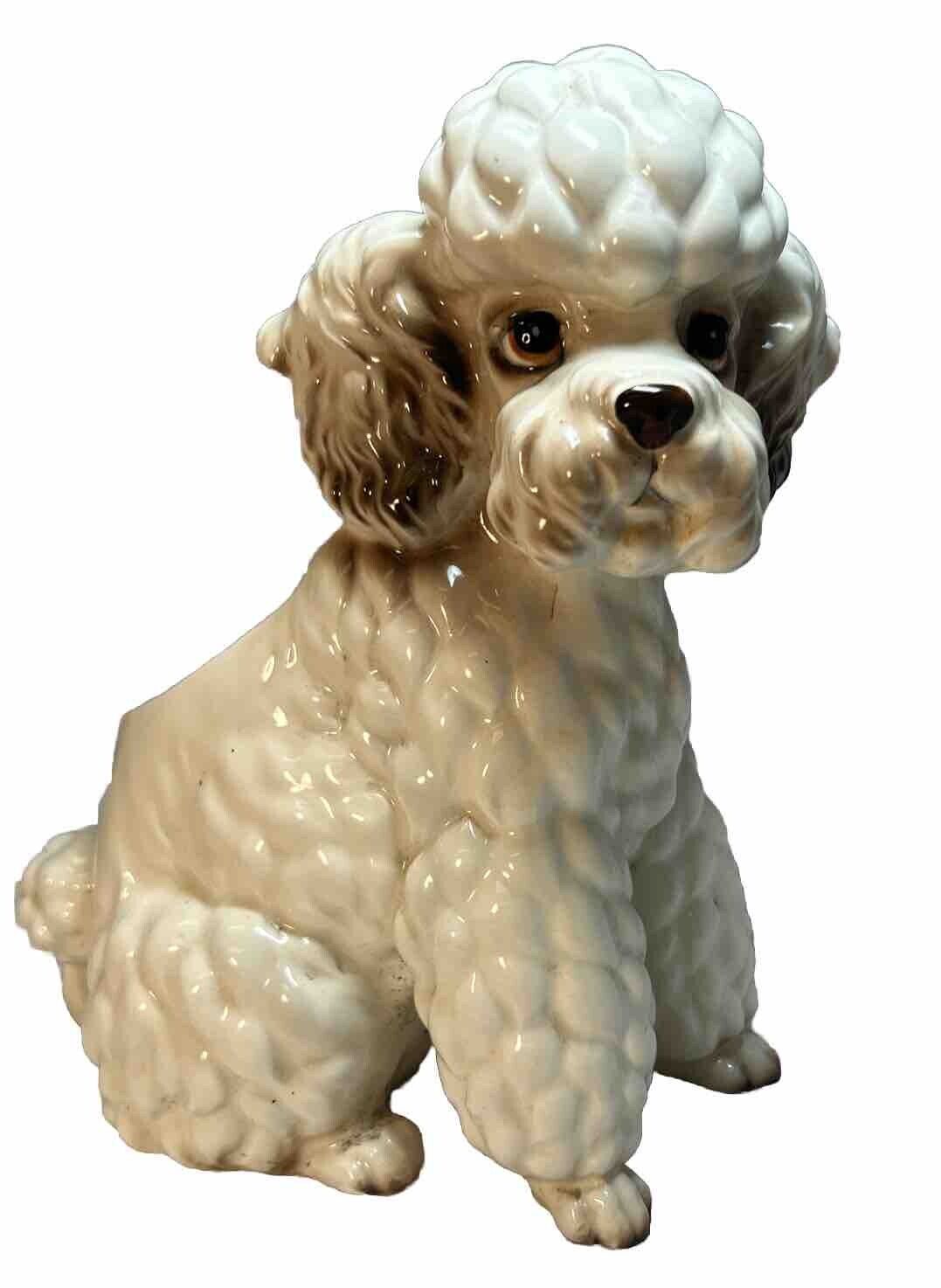 Vintage Relpo Japan Poodle Dog Planter White Ceramic #2030  Figurine 8” Perfect