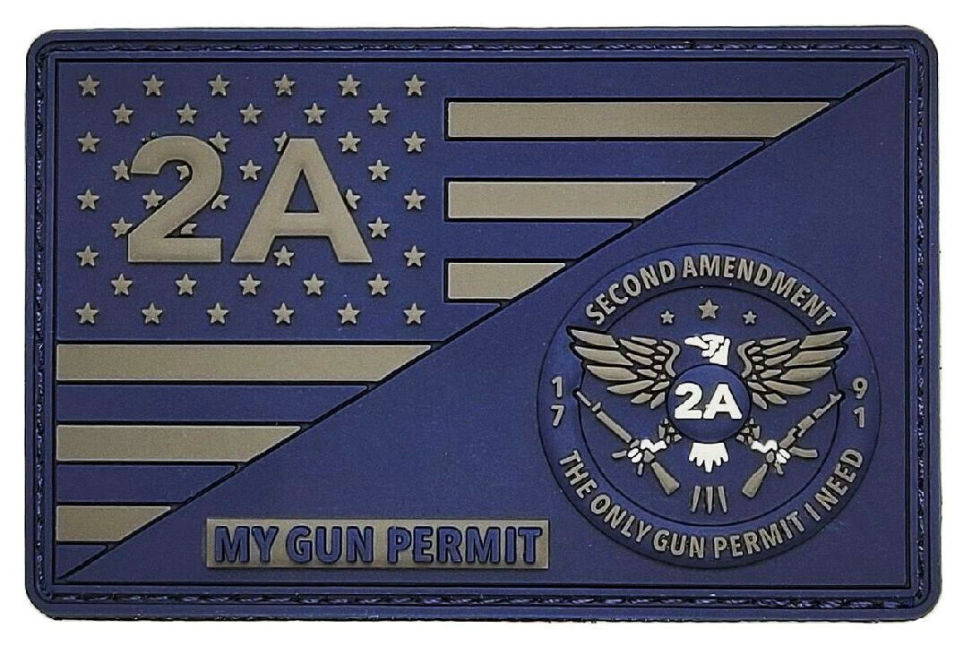 Gun Permit 2nd Amendment 1791 USA Constitution Patch [3D-PVC Rubber - MG15]