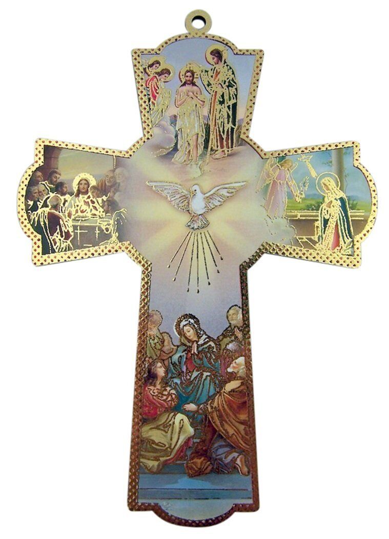 The Annunciation of Our Lady with Holy Dove Wooden Wall Cross Crucifix (6 Inch)