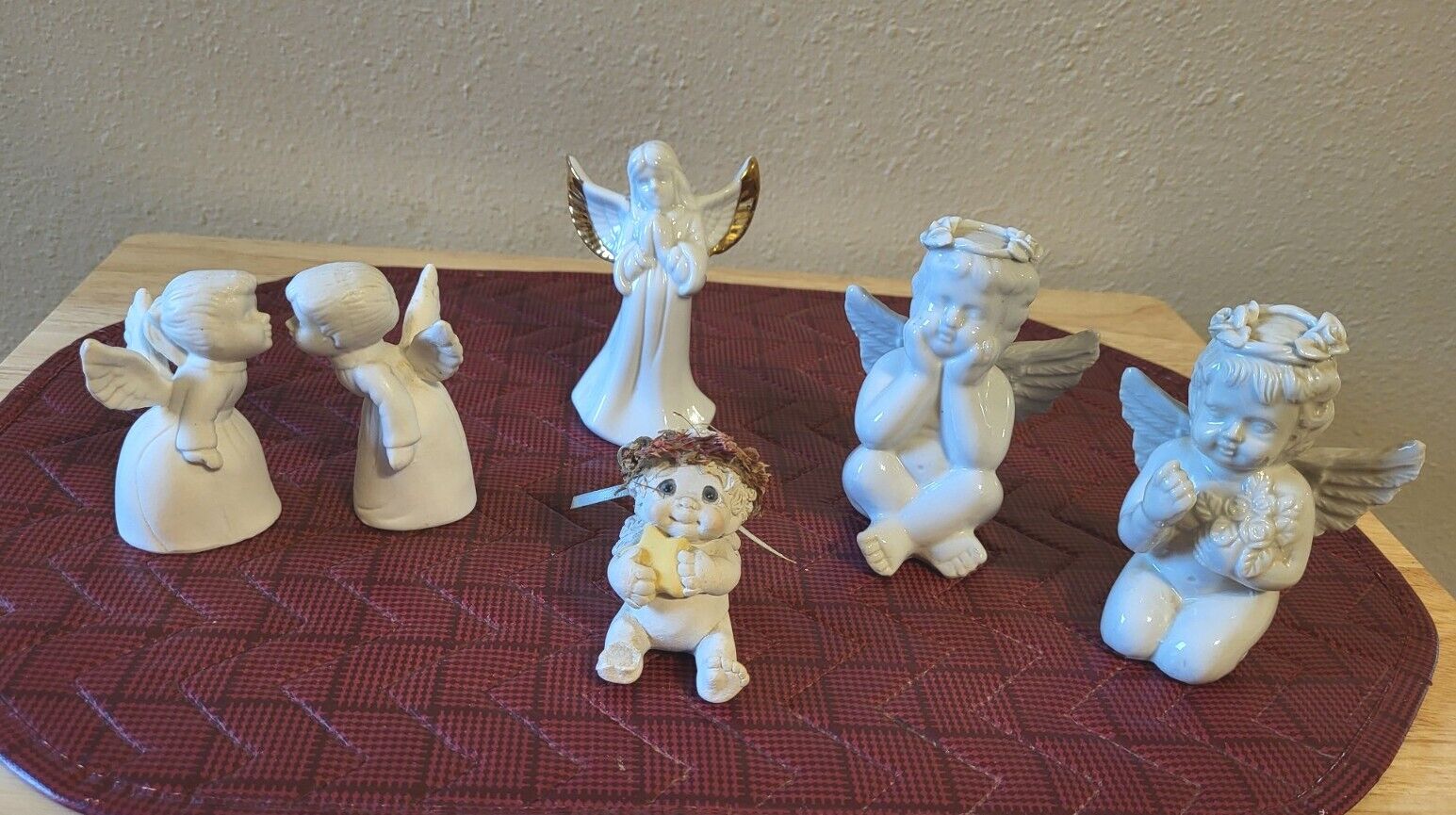 Lot Of 6 White Colored Angel Figurines