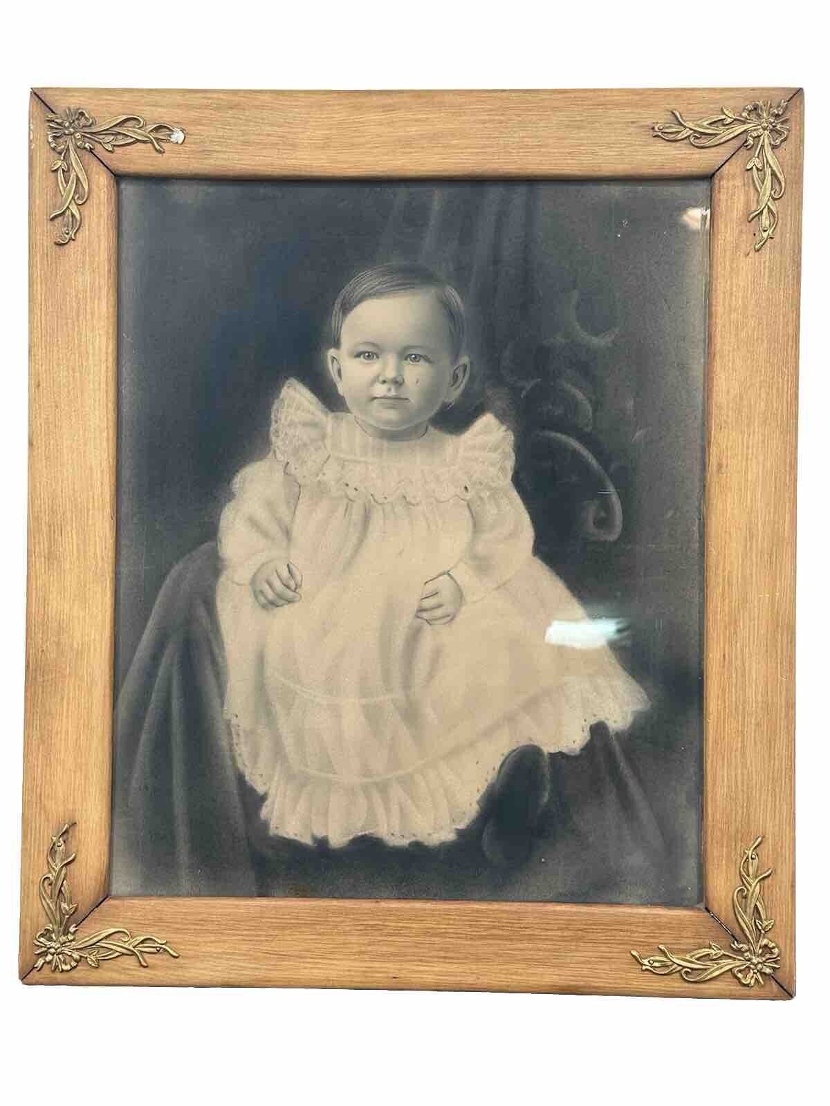 Vintage 1940’s  Baby Portrait Picture Photograph Frame Bunch Portrait Co Chicago