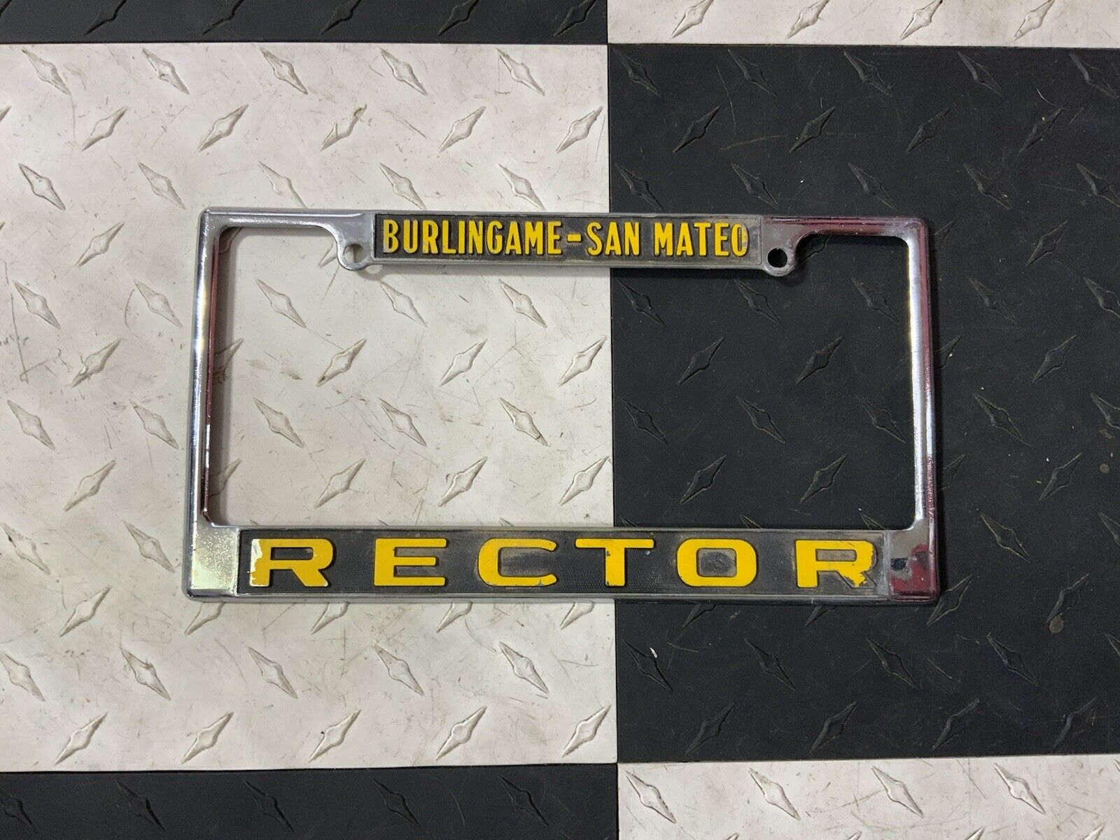 Vintage Rector Burlingame San Mateo Porsche Dealer License Plate Frame Barn Find