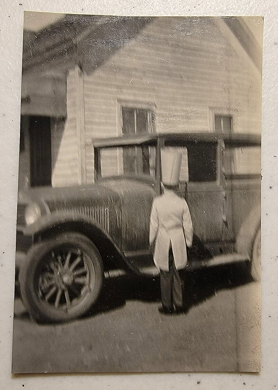 Original Old Vintage Antique Photo Picture Car Gentleman Chef Hat B&W 1920\'s