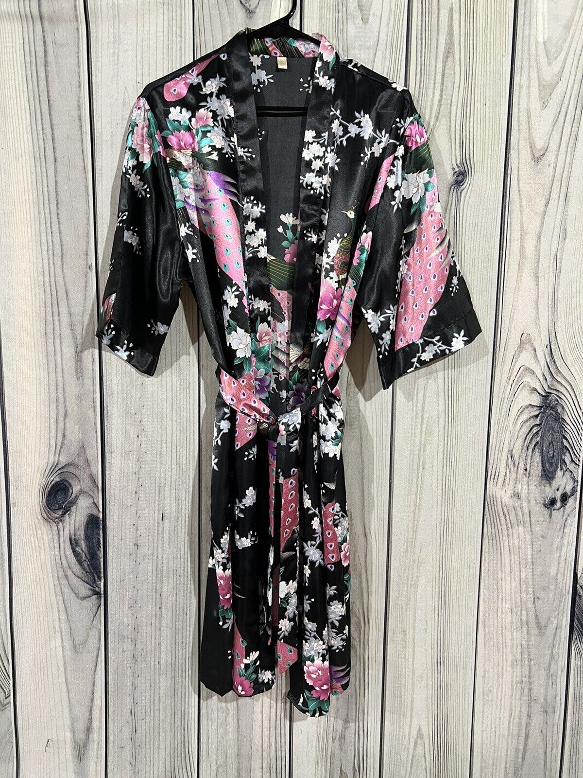 Flowered Kimono Robe Black XL 
