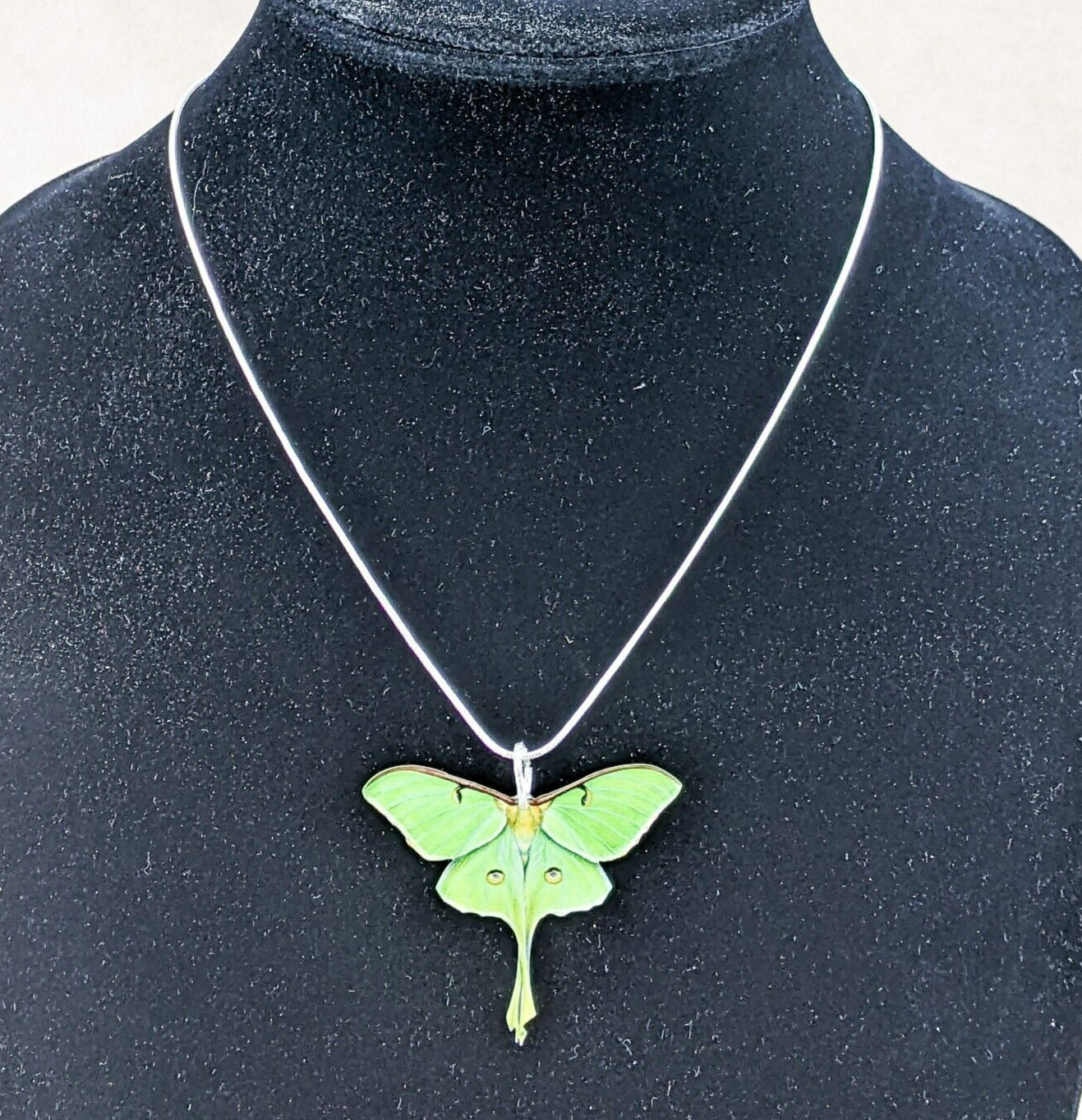 o62r Luna Moth Necklace Oddity Curiosity Mystical Fairy jewelry Acrylic pendent