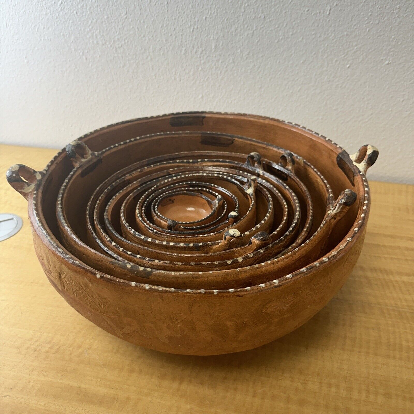 Vintage Nesting Bowls Mexican Terracotta Set of 10