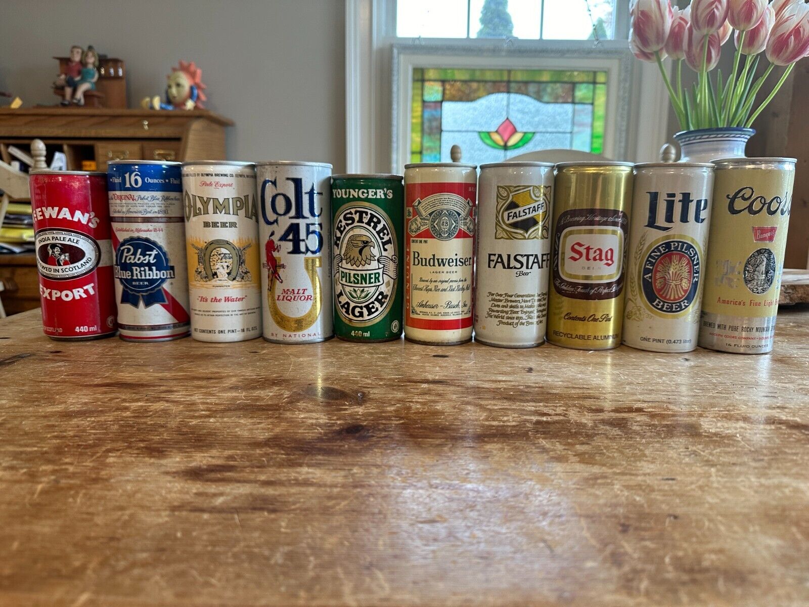 Lot of 10 vintage 16 oz beer cans