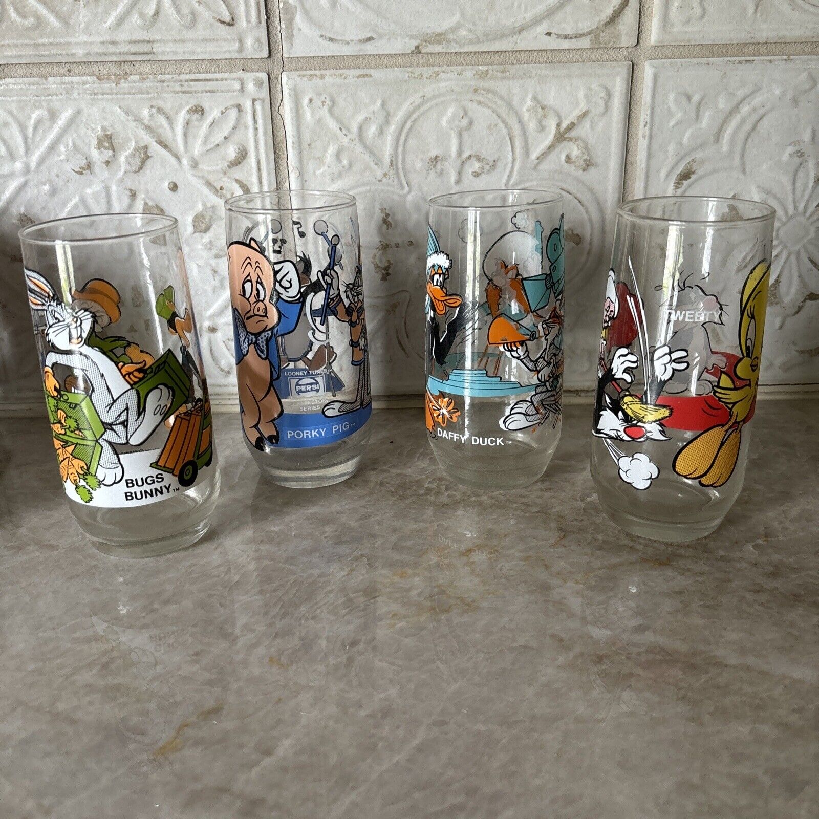 Pepsi Looney Tunes Drinking Glasses 1970s Set Of 4