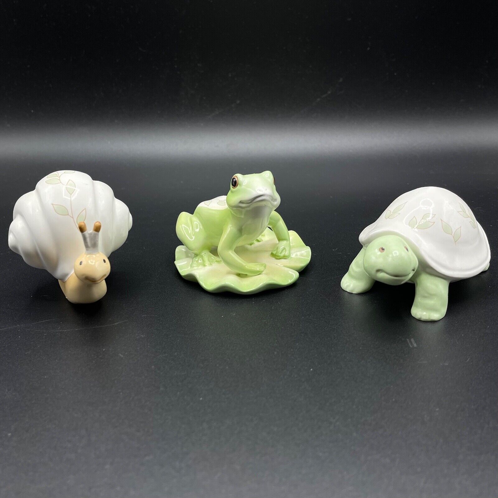 Lot of 3 Lenox Figurines- Snail, Turtle, And Frog-  All In Great Shape