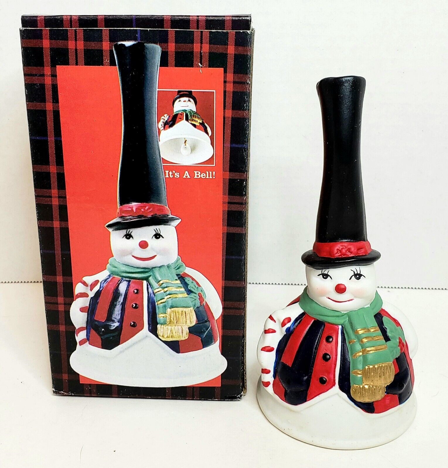Christmas Snowman Bell Decoration Hand Bell Ceramic 6.25\