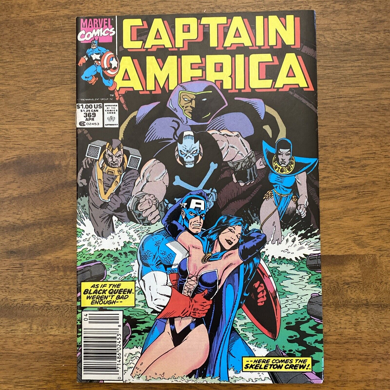 Captain America  #369  Vol 1 1990 Newsstand First Skeleton Crew 6.0 (F) 🔑