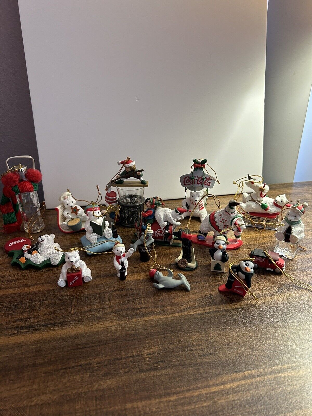 Lot of 18 Coca-Cola Christmas Ornaments. Range From 4” To 1”