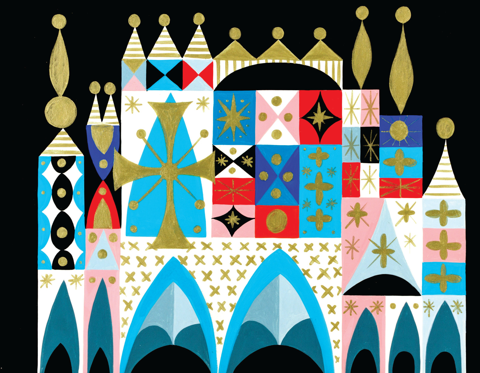 Its a Small World Concept Mary Blair Facade Colorful Disney Disneyland Print