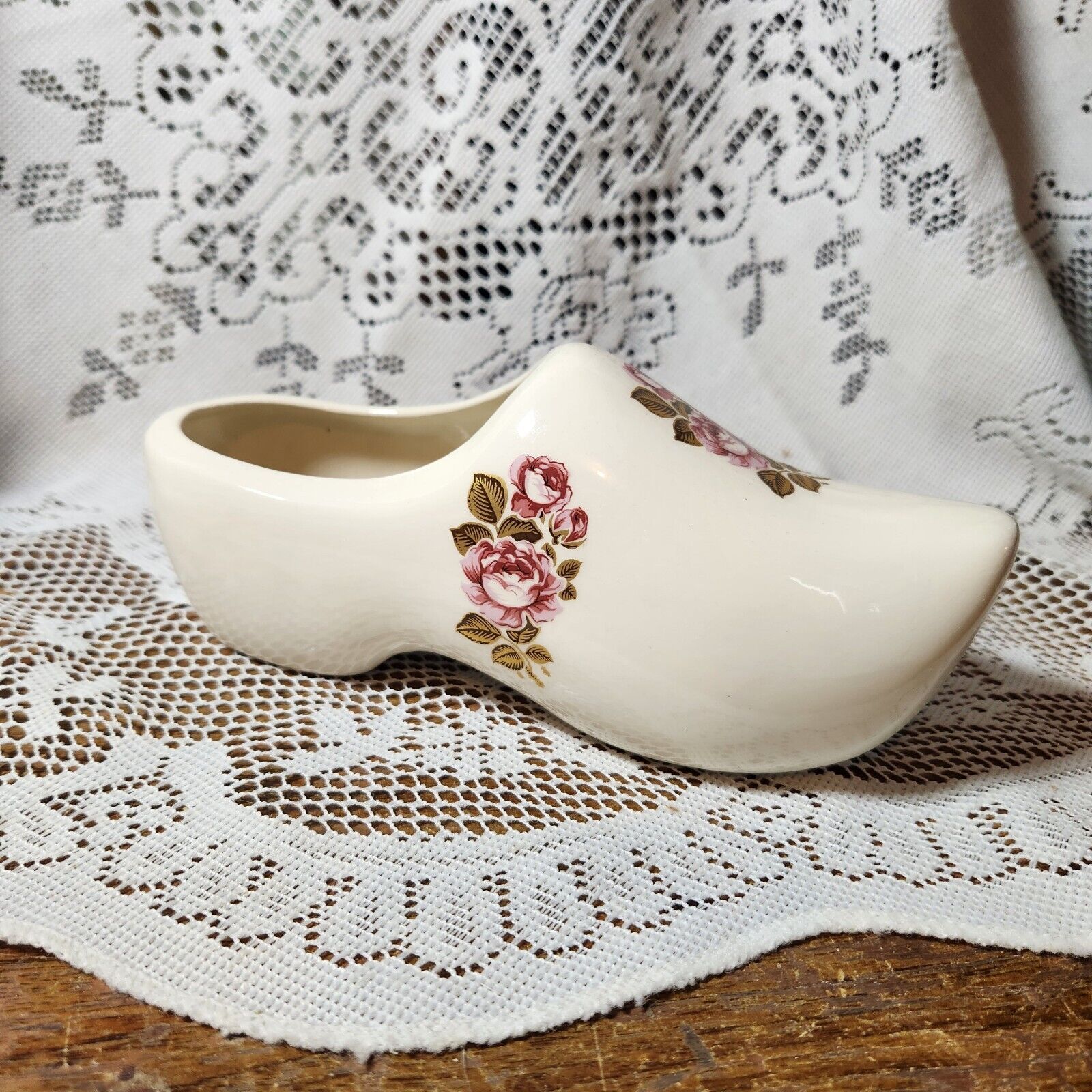 Vintage Holland Dutch Shoe Clog Shoe Roses Transfers HandMade Floral Image
