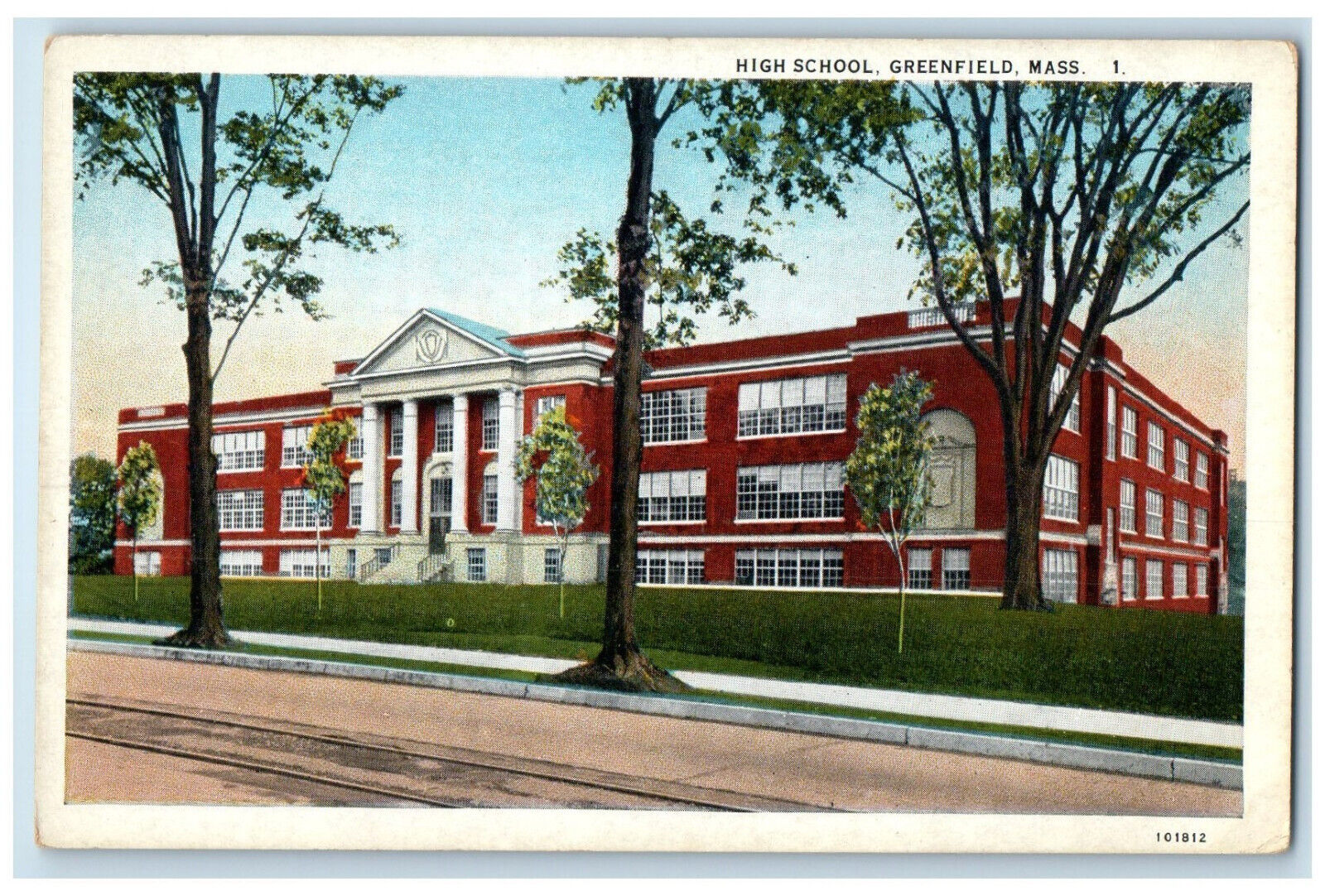 c1920's High School Greenfield Massachusetts MA Antique Unposted Postcard