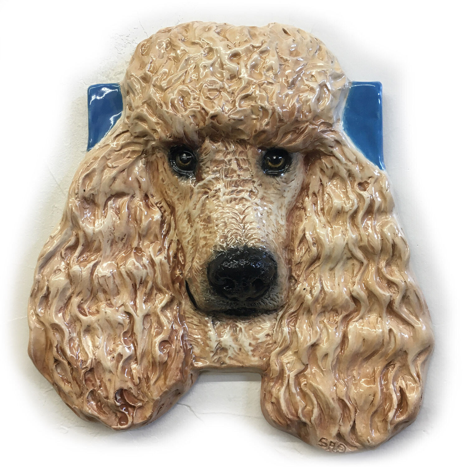 Standard Poodle Ceramic Dog Pet Portrait tile handmade sculpture Alexander Art