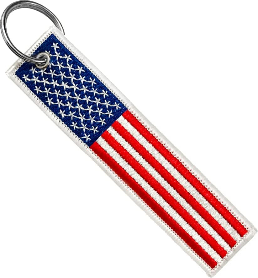 Flag Keychain Tag with Key Ring, EDC for Motorcycles, Scooters Gift USA Flag 