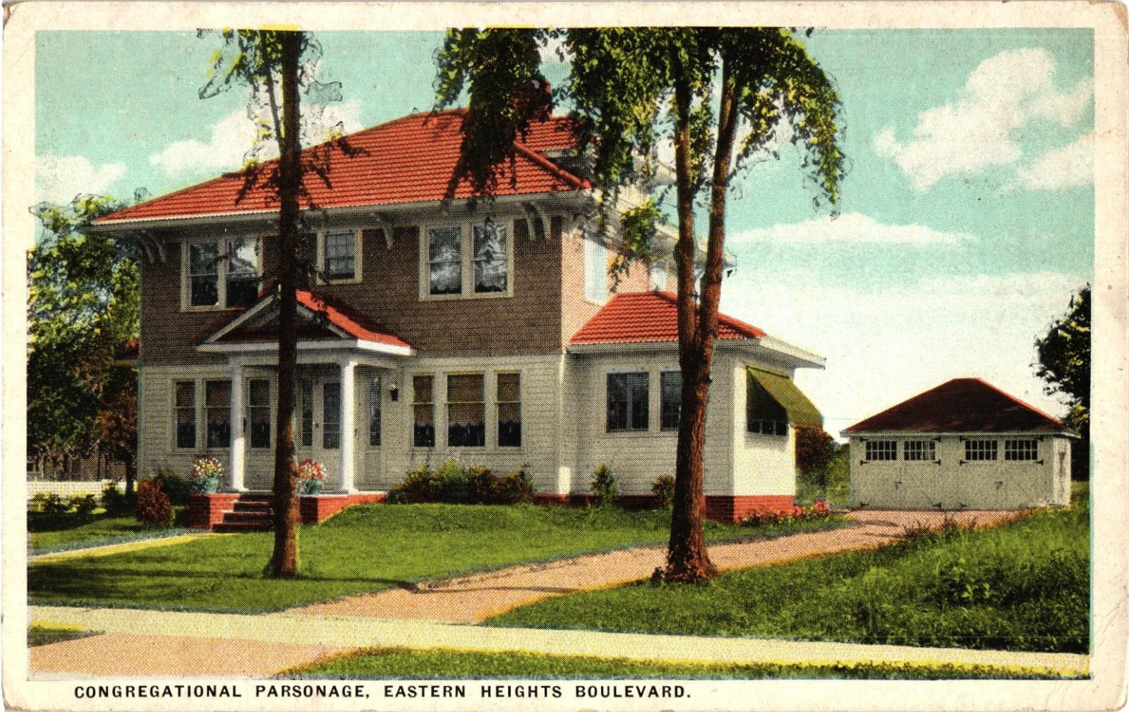 Congregational Parsonage Eastern Heights Blvd Elyria OH Divided Postcard 1920s