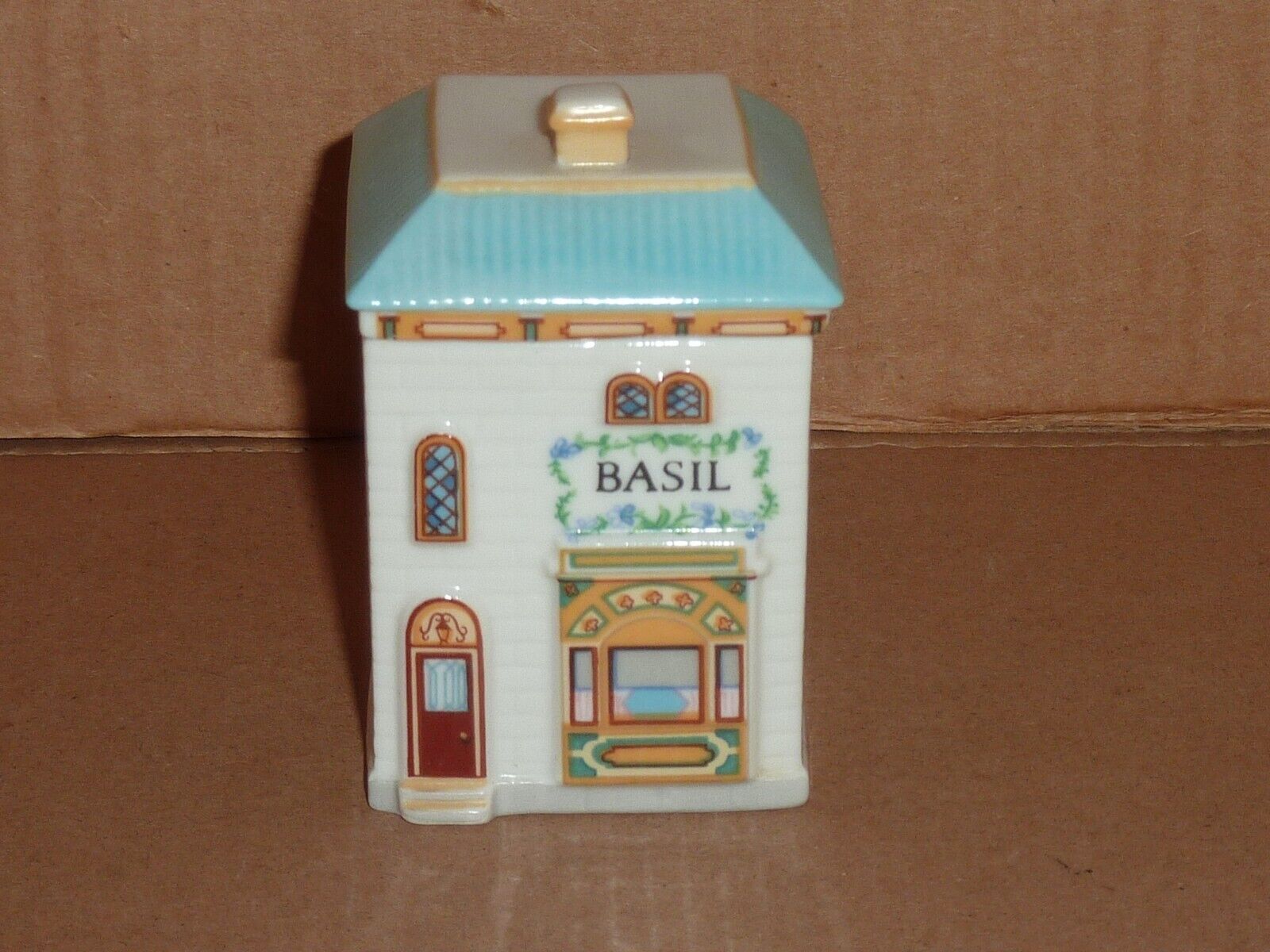 Vintage The Lenox Spice Village Basil Spice Jar Fine Porcelain 1989