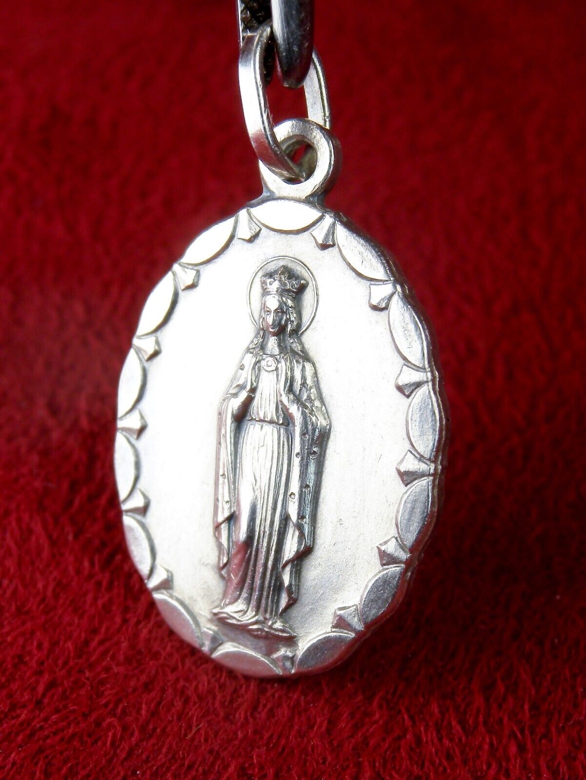 Vintage Our Lady of the Mystical Rose Rosa Mistica Sterling Silver Rosary Medal