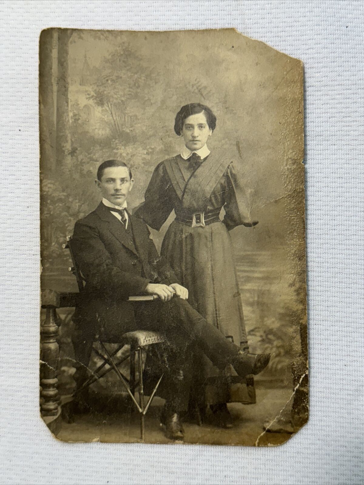 Antique Russian ? RPPC Real Photo Postcard- Couple