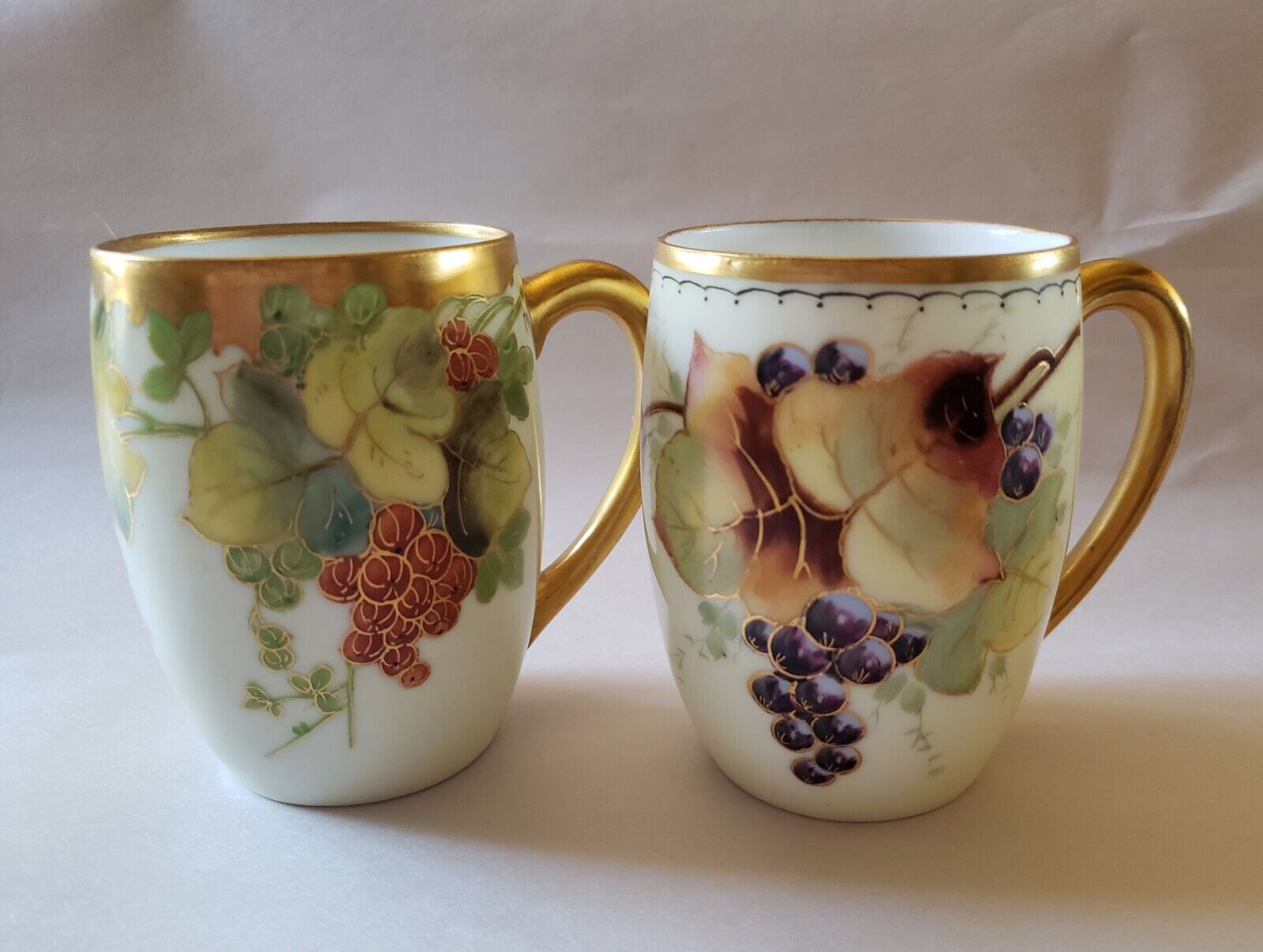Antique Edward Donath Porcelain Lemonade Cups 1900s Grapes Signed