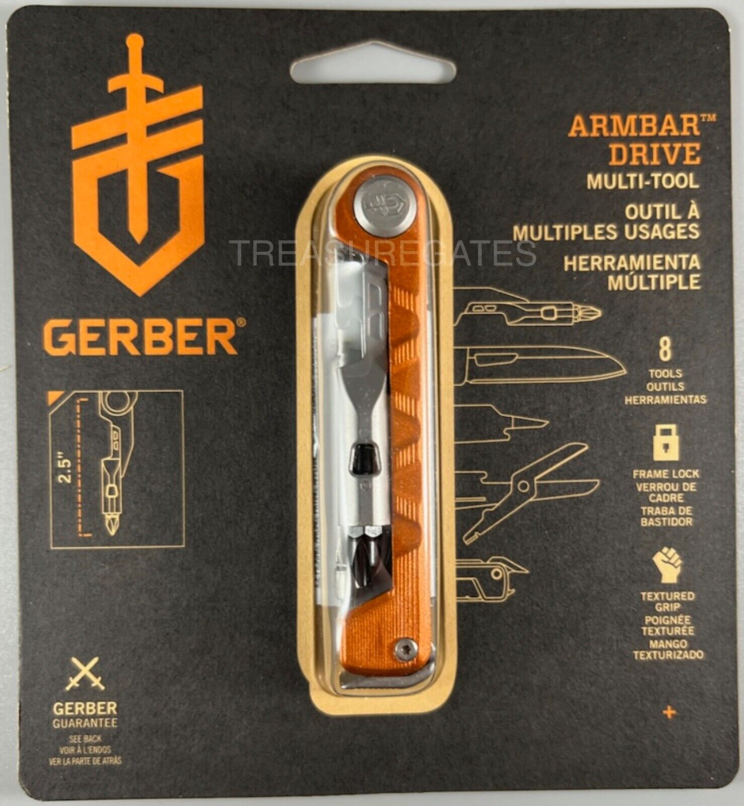 Gerber Armbar Drive 8 Function Multi Tool, EDC, CAMP, HUNT, FISH,SURVIVAL Orange