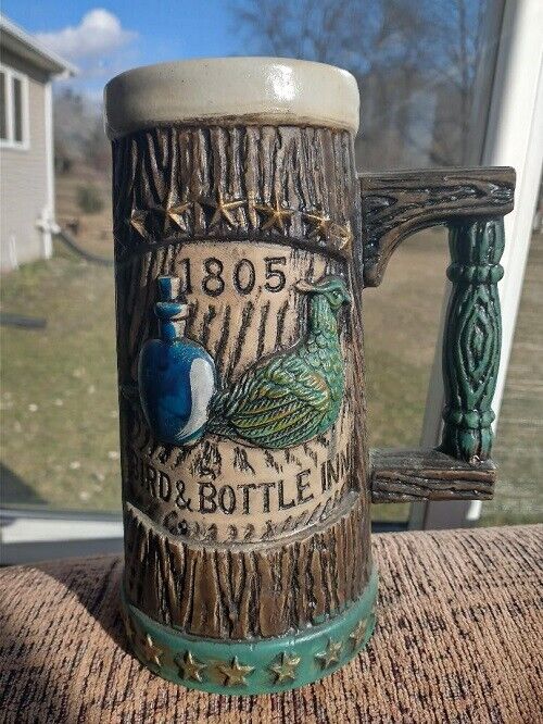 1805 Bird & Bottle Beer Stein, Vintage Napcoware Collectible
