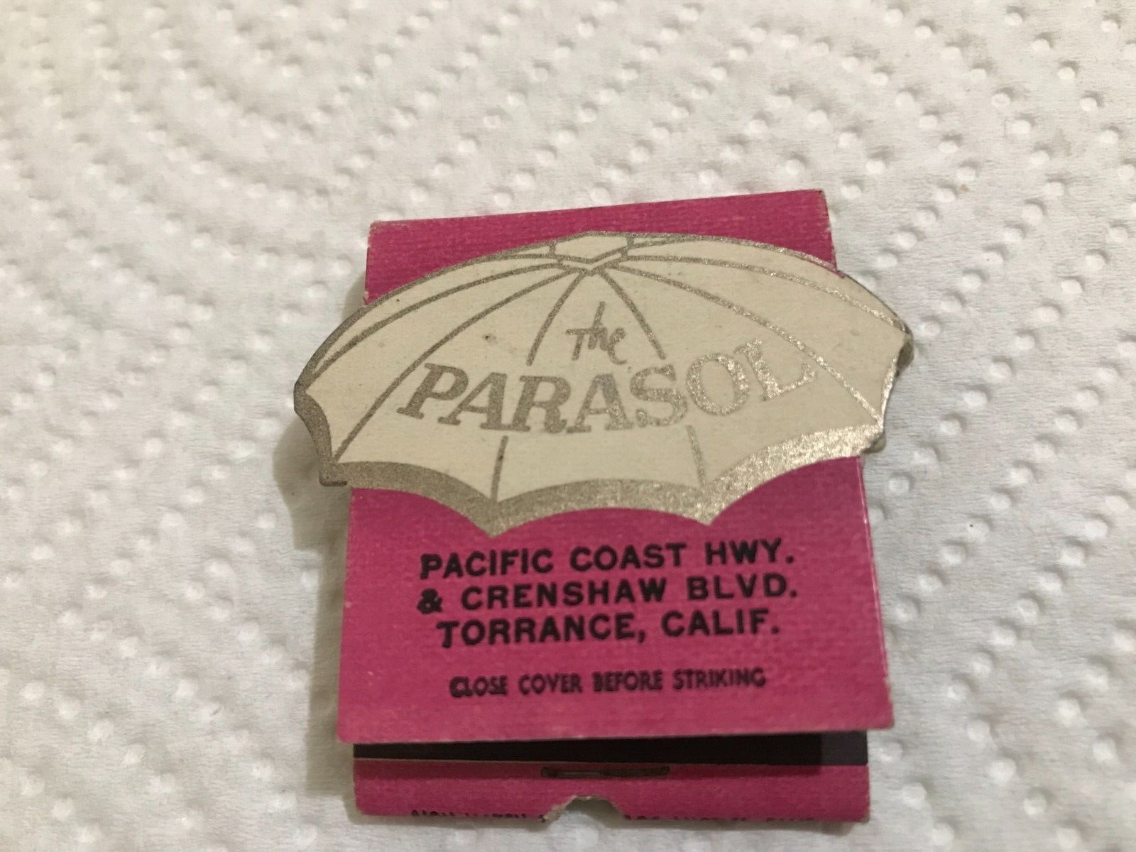 Vintage Matchbook The Parasol Restaurant Coffee Shop Torrance CA 1-H