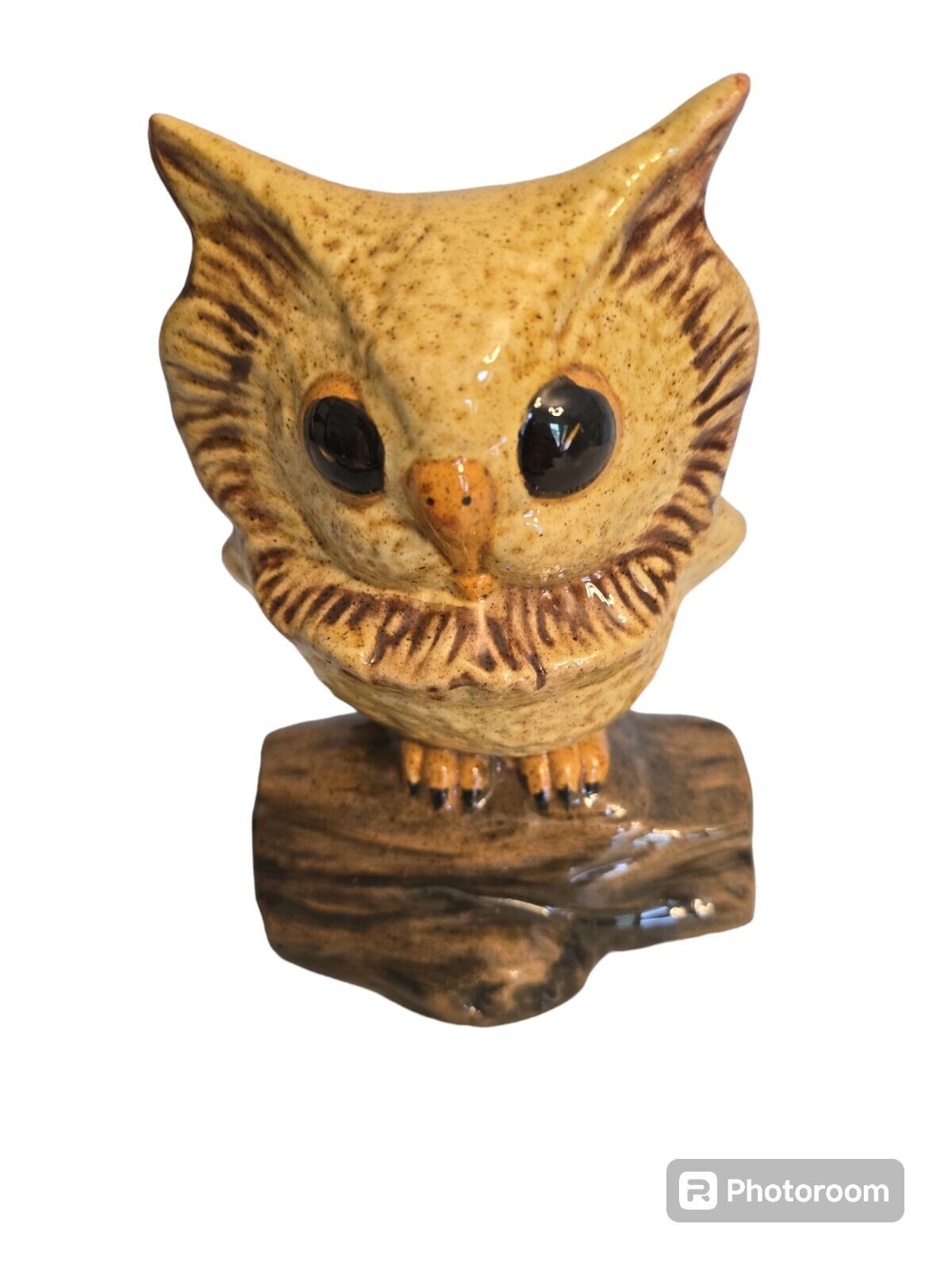 Vintage Ceramic Owl On Log SEE DETAILS 7\