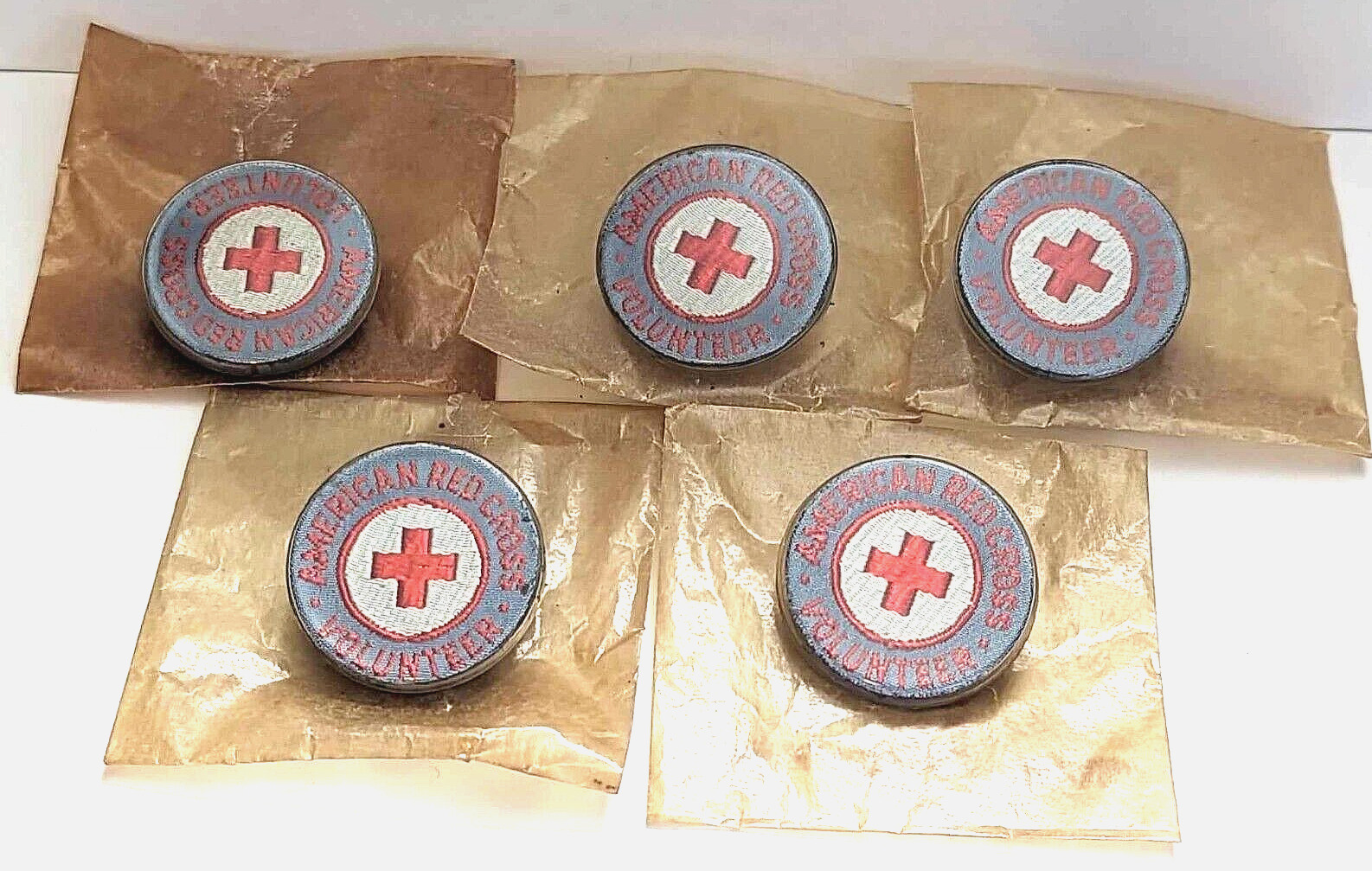 Vintage American Red Cross Lapel Arc Embroidered ~ W/ Cellophane 