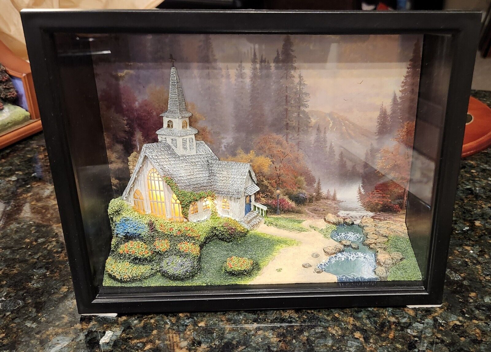 Forest Chapel Lighted Shadow Box  by Thomas Kinkade