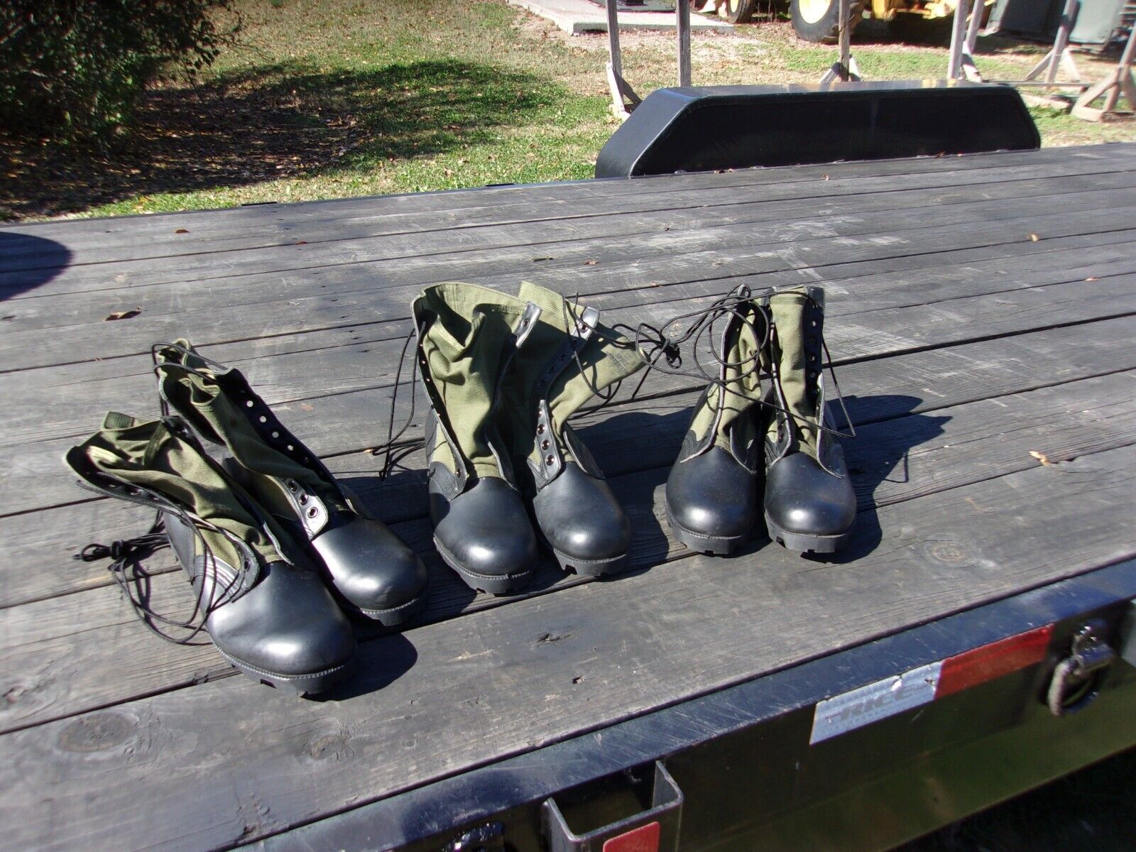 3 ..PAIRS ..13.5 N  NARROW  GREEN JUNGLE BOOTS MILITARY US SURPLUS