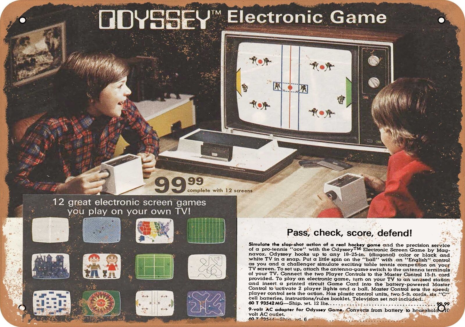 Metal Sign - 1975 Magnavox Odyssey Video Game - Vintage Look
