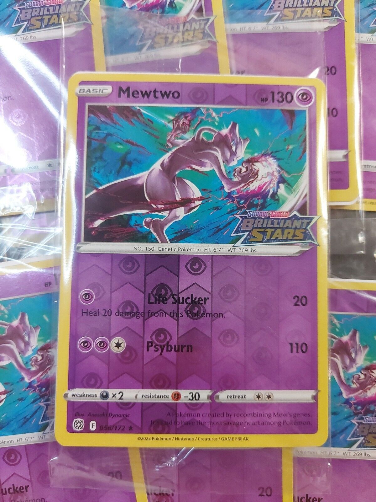 Mewtwo 056/172 Reverse Holo Stamped Card Promo Brilliant Stars Pokemon Sealed