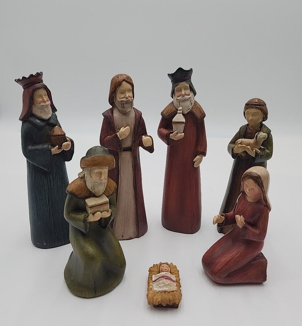 Vintage tii Collections Resin Nativity In-Complete 8 Piece Set Christmas C9529
