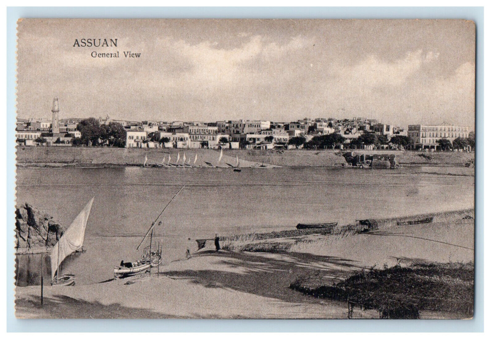 c1910 Boats Scene, General View, Assuan Egypt Unposted Postcard