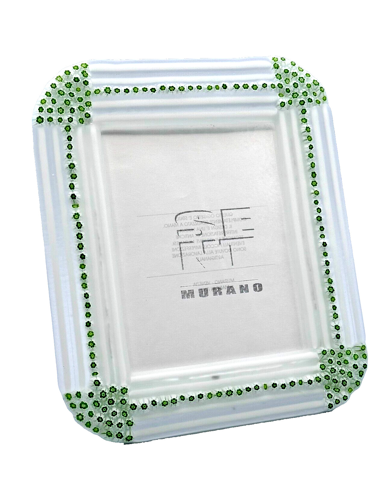 Genuine MURANO Glass Picture Frame W/Green Mini Daisies by SANT- IT. 5\