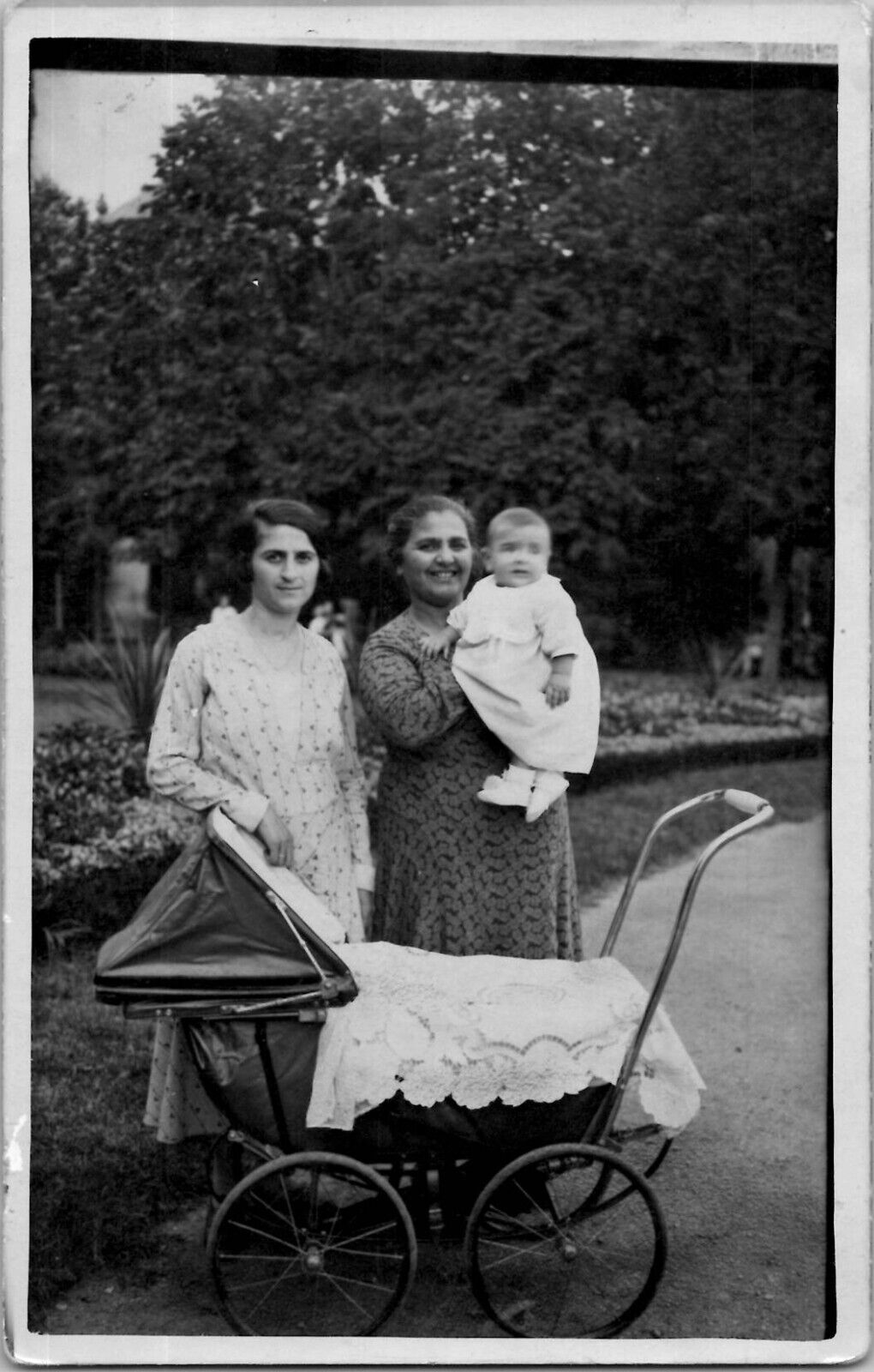 European Romani Gypsy Looking Women Baby Family Real Photo Postcard Vintage RPPC