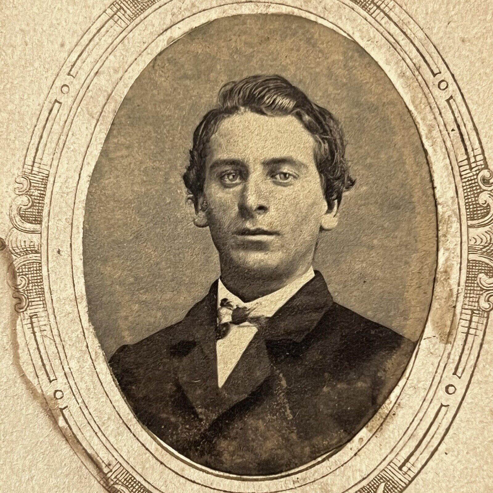 Antique CDV Photograph Handsome Young Man Jeremy Allen White Look Alike