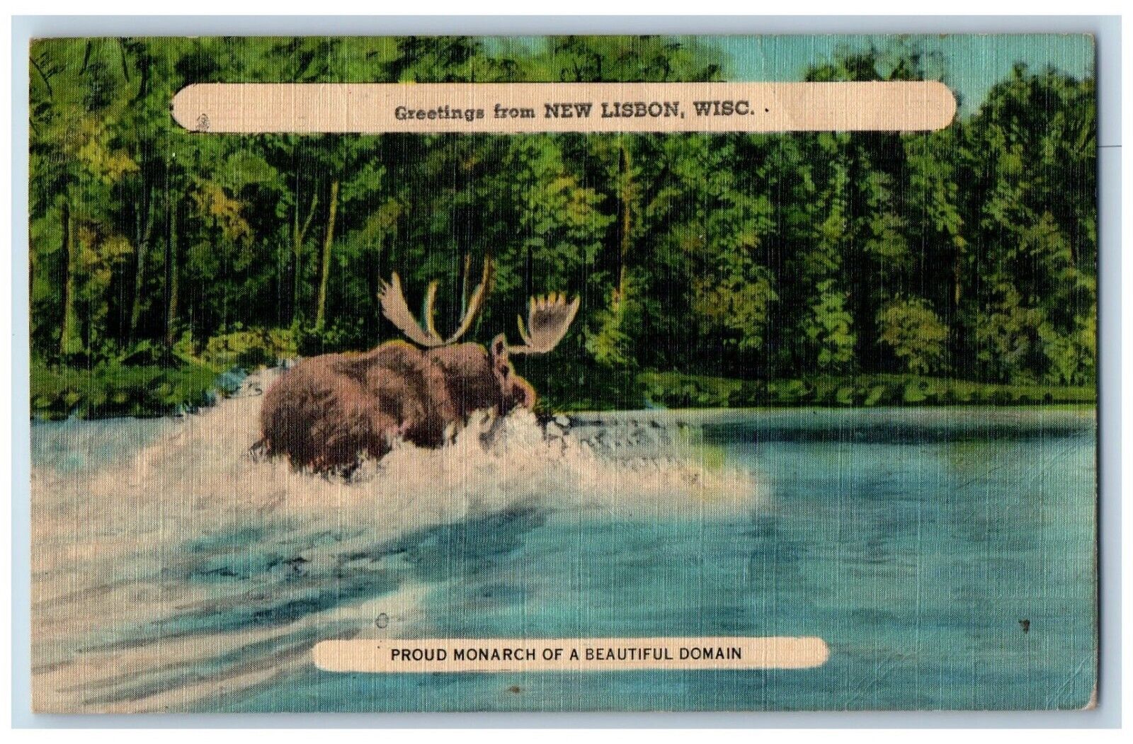 New Lisbon Wisconsin Postcard Proud Monarch Domain Exterior 1940 Vintage Antique