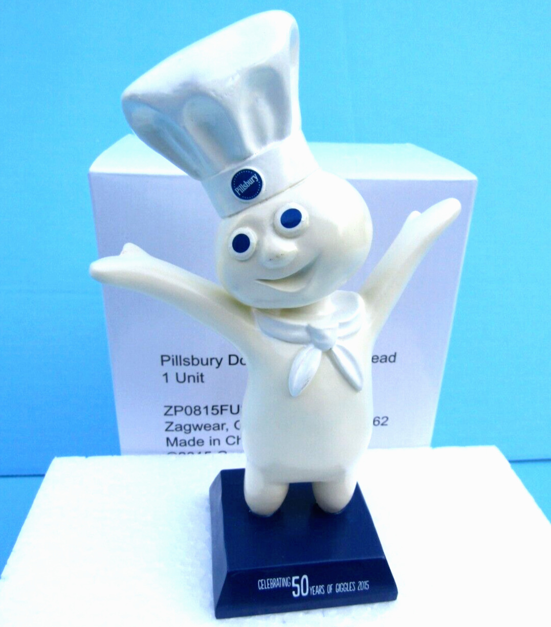 FS NIB Pillsbury Doughboy BOBBLEHEAD DOLL SOLID RESIN Statue 50 YRS OF GIGGLES