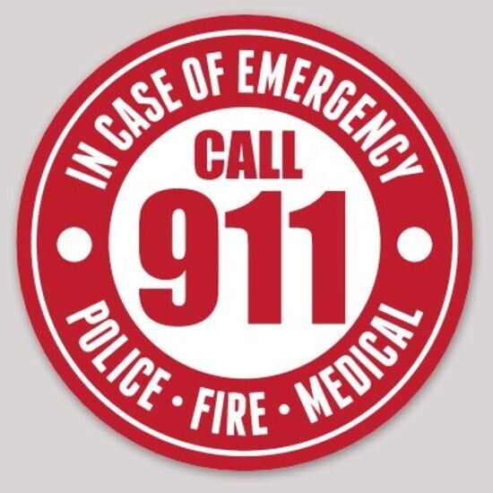 3 Inch Non-Reflective In Case Of Emergency Call 911 Police Fire Medical Sticker