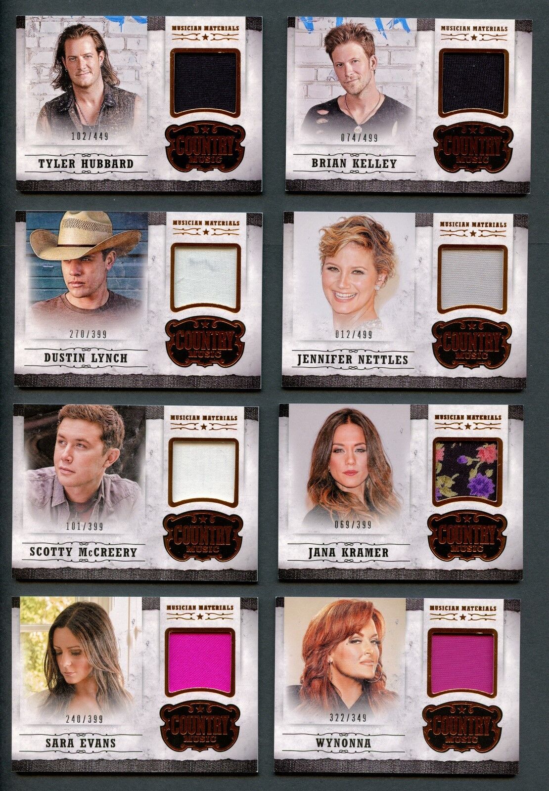 40 Different 2014 Panini Country Musician Materials Worn Relic Trading Cards