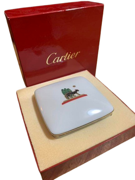Cartier Limoges La Maison de Louis Panthere Trinket Box Accessory Case White 
